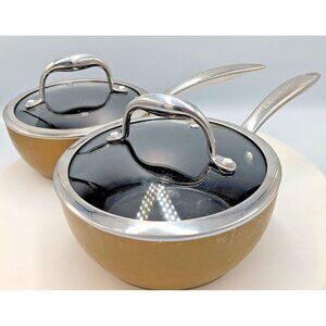 Vintage Lagostina Diamond Collection 16cm & 18cm Saucepans Champagne Retired